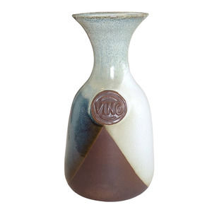 Vintage Pottery Craft USA Stoneware Wine Vino Carafe Tri Color 1970s 10" X 5"